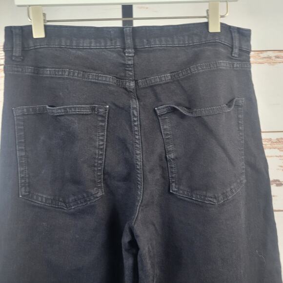 Reformation Emma Wide Leg Black Jeans Raw Hem Size 31 - Picture 6 of 10